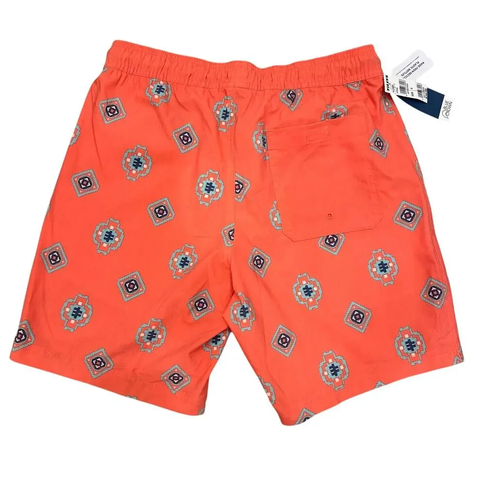 NWT Tillys Mens Small BLUE CROWN Drifter Swim Trunk Shorts Orange Summer Beach
